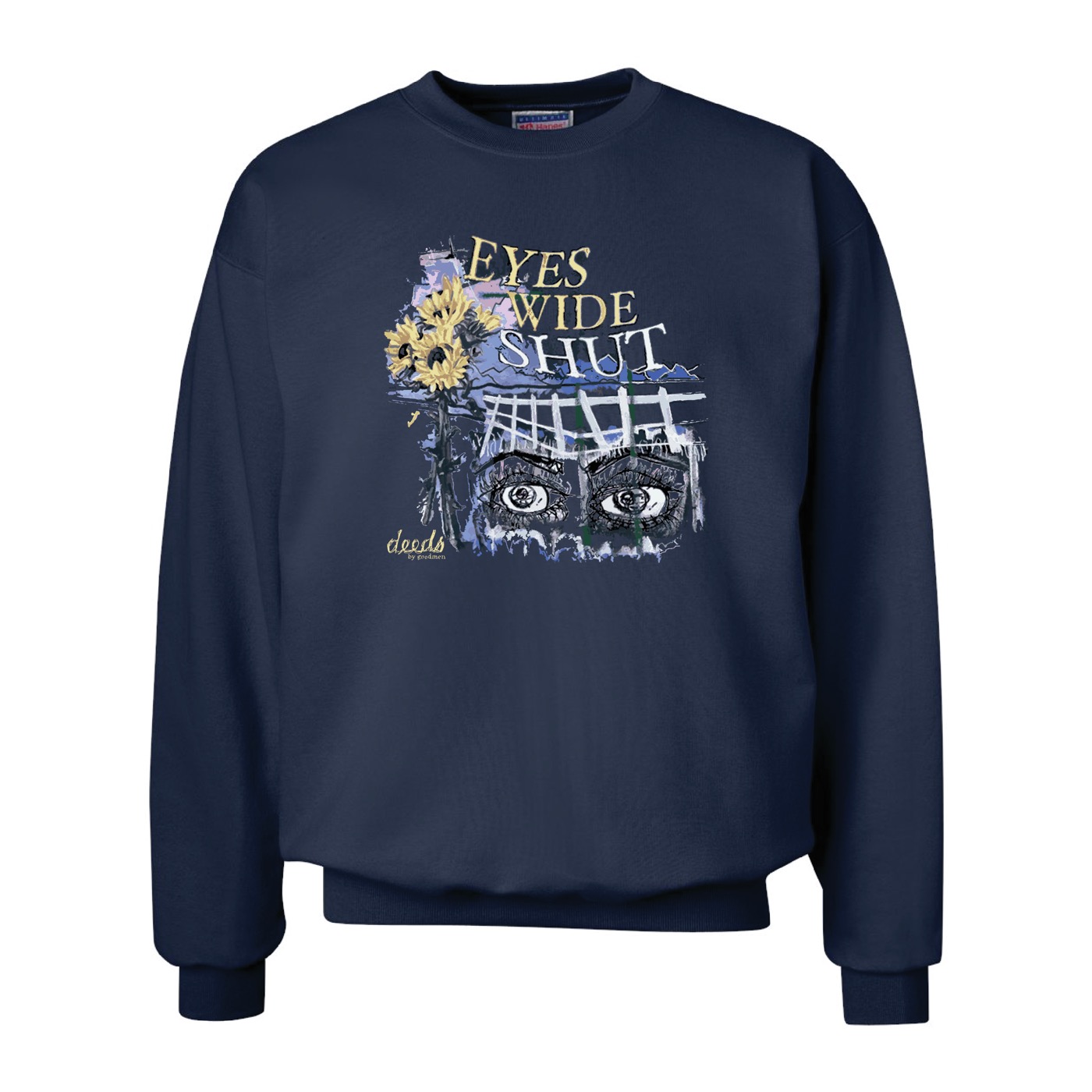 eyes wide navy crewneck