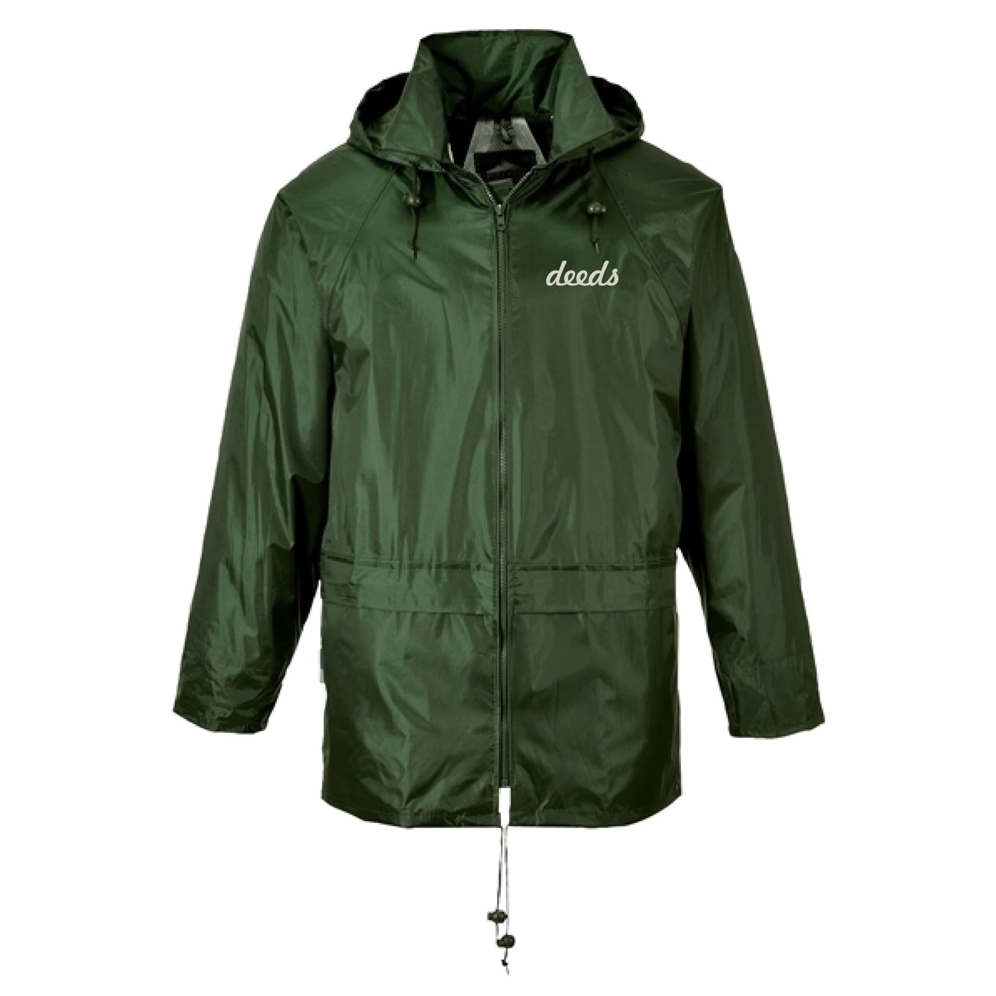 olive green staple rain coat